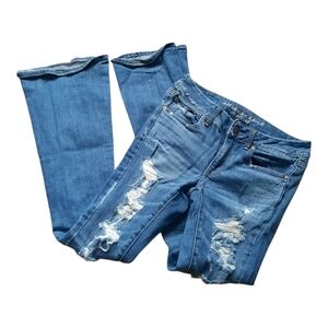 American Eagle Outfitters Blue Boho Artist Flare Jeans